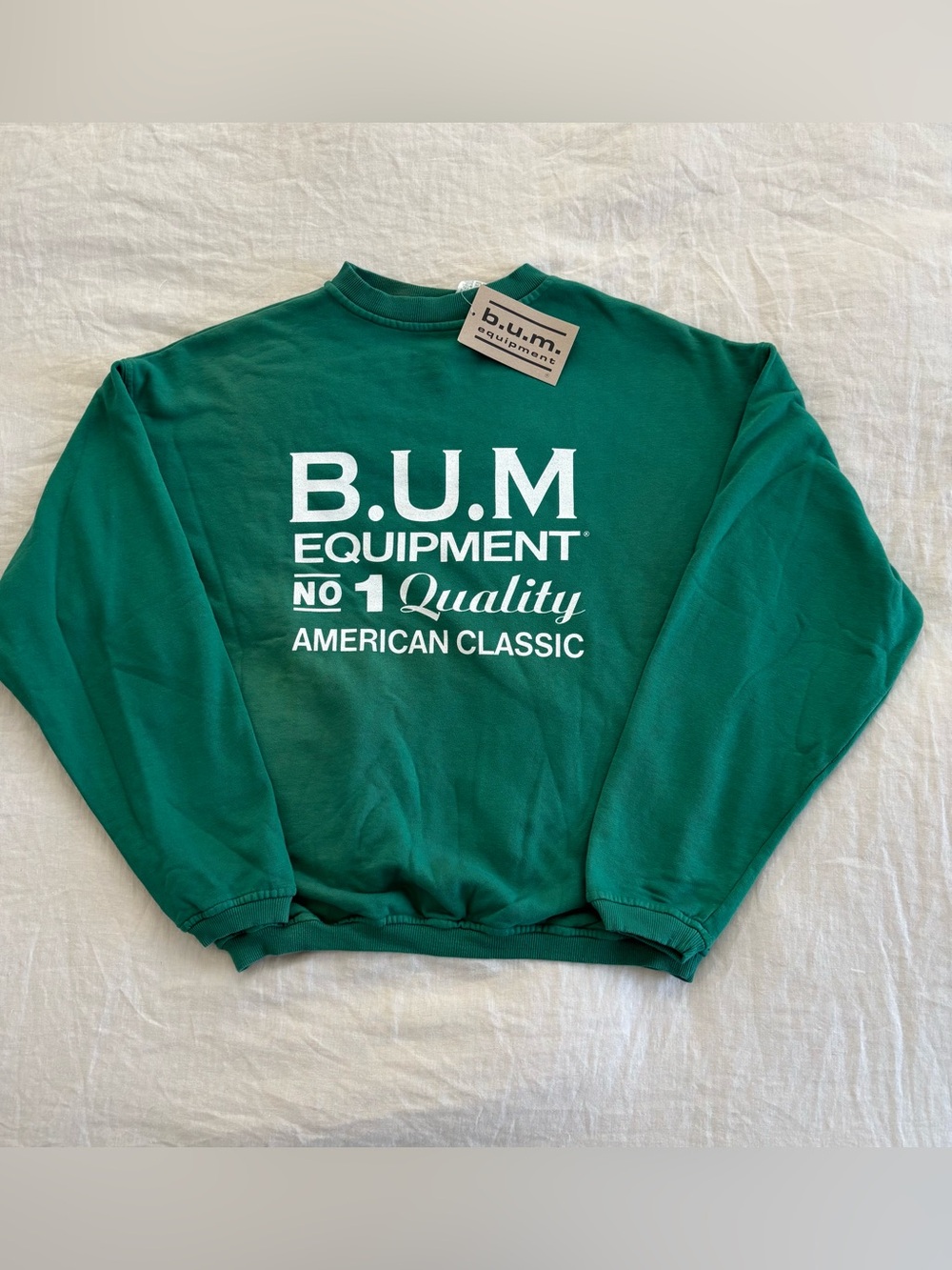 Vintage 90s Deadstock B.U.M Equipment Cotton Crewneck Spellout Sweatshirt Medium